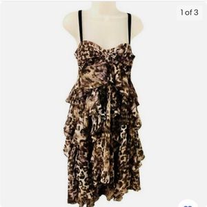 H&M ruffle animal print spaghetti strap dress, size 4